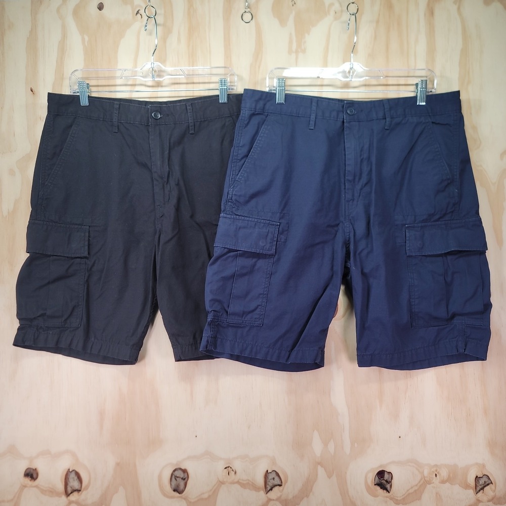 Levis Cargo Shorts Mens 34 Blue Black "9 Carrier Ripstop Pockets Bundle Lot of 2